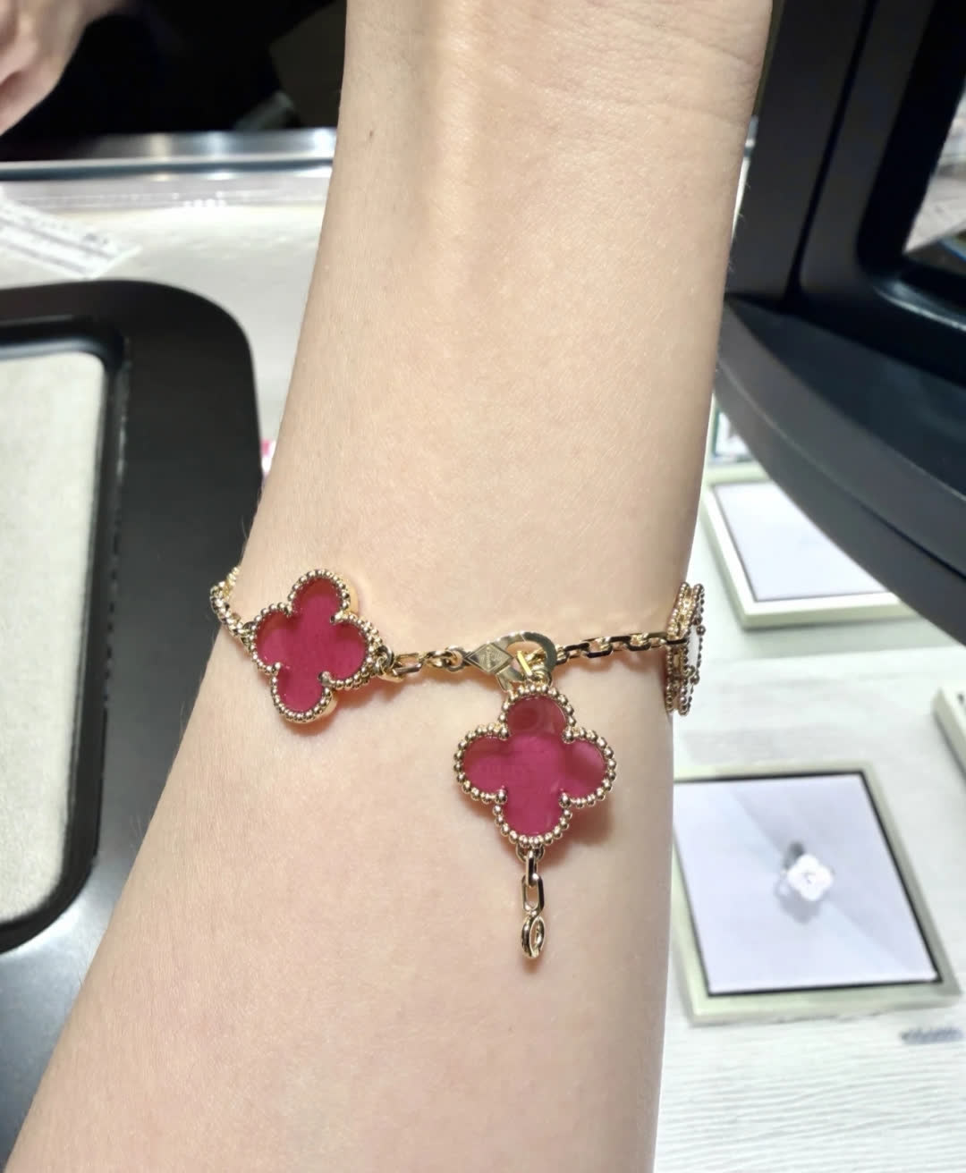 Van Cleef & Arpels Alhambra Pink Enamel Bracelet